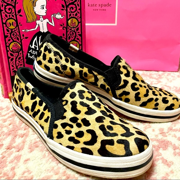 Keds x Kate Spade New York leopard “double decker” pony hair sneakers sz 7 - Picture 2 of 8